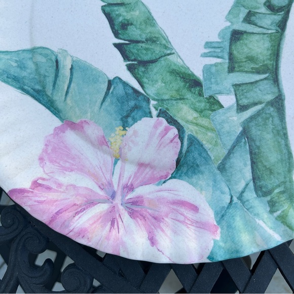 Tommy Bahama 16” Tropical Hibiscus Floral Palm Leaf Melamine Serving Platter - Picture 11 of 14